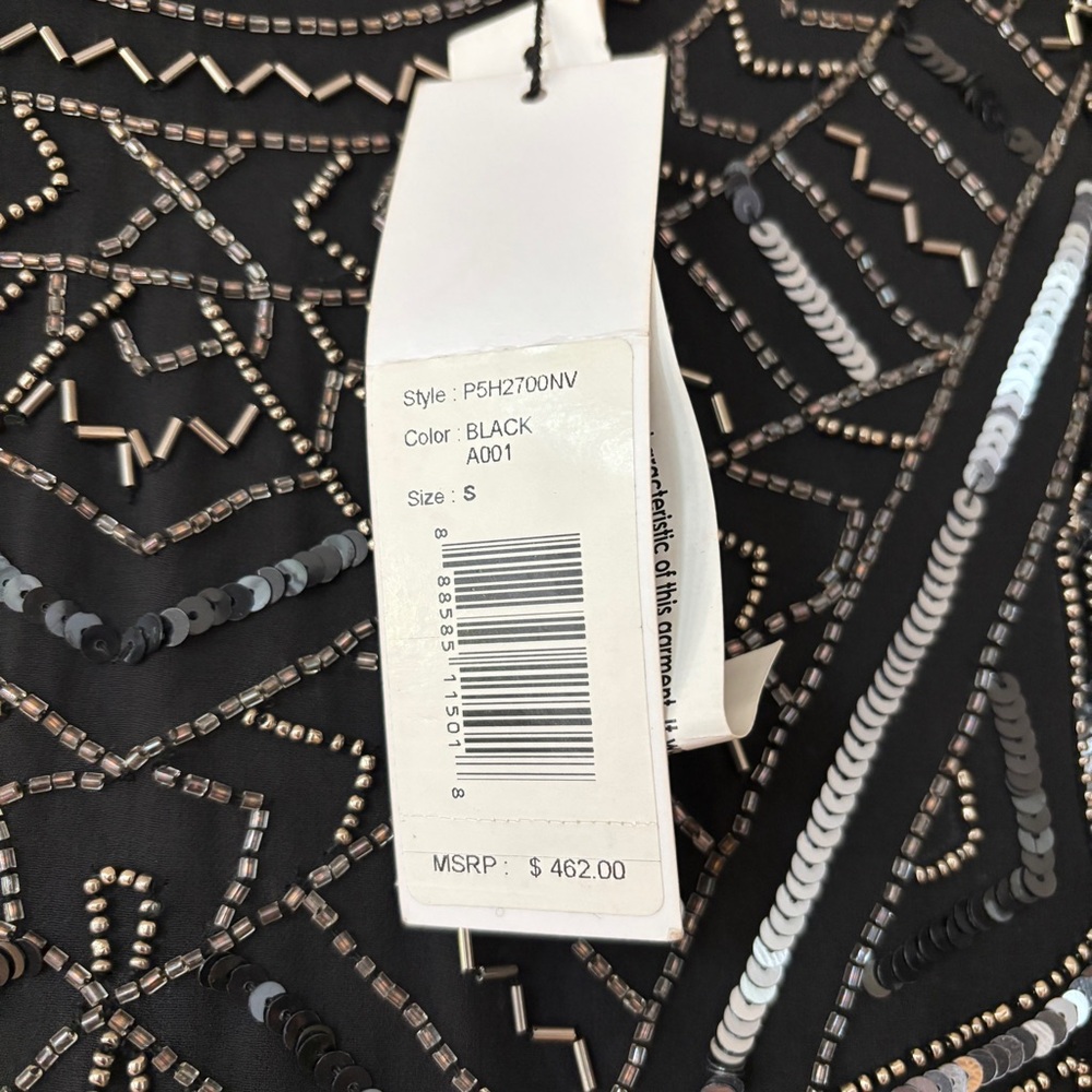 Parker Topaz Beaded Sequin Mini Dress Black Geometric Cocktail Party Size S NWT - Picture 9 of 16